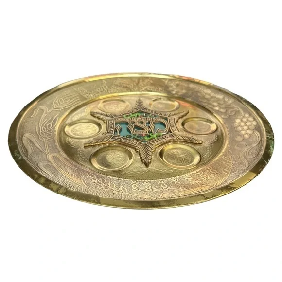 Vintage Judaica Hebrew Pesach Seder Plate Judaism Jewish Israel